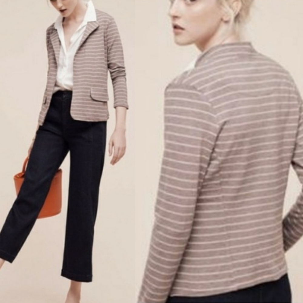 ANTHROPOLOGIE Dolan Left Coast Striped Open Blazer Sz M